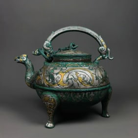 WARRING STATES PERIOD GOLD AND SILVER INLAID TEAPOT