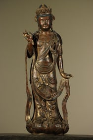 MING DYNASTY BRONZE AND GILDED BODHISATTVA