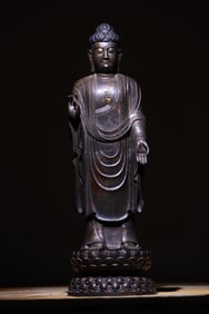 MING DYNASTY GOLD-PAINTED COPPER SHAKYAMUNI