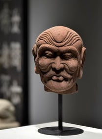 TANG DYNASTY SANDSTONE ARHAT BUDDHA HEAD