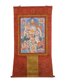 QING DYNASTY THANGKA OF THE WEALTH GOD