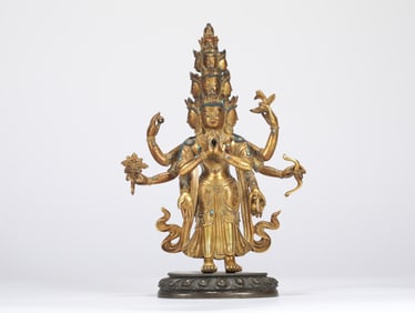 ELEVEN-FACED GUANYIN STATUE FROM THE QING DYNASTY