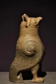 TANG DYNASTY WHITE MARBLE OWL