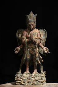 MING DYNASTY WOOD CARVING AND PAINTING OF LEI ZHENZI
