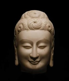 TANG DYNASTY WHITE MARBLE BUDDHA HEAD