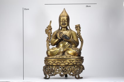 GILDED TSONGKHAPA FROM THE QING DYNASTY