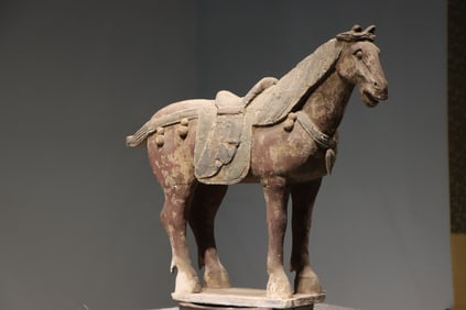 TANG DYNASTY PAINTED WOODEN HORSE