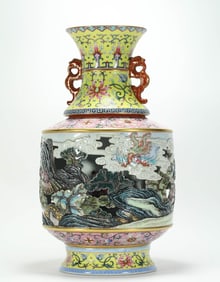 QING DYNASTY ENAMEL REVOLVING VASE