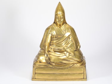 GILDED TSONGKHAPA FROM THE QING DYNASTY