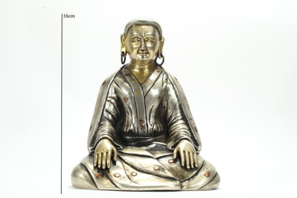 MING DYNASTY PURE SILVER TIBETAN MASTER