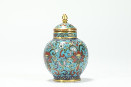 CLOISONN? COVERED JAR FROM THE QING DYNASTY