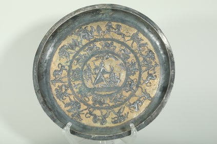 TANG DYNASTY PERSIAN SILVER GILDED PLATE