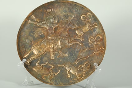 TANG DYNASTY PERSIAN SILVER GILDED PLATE