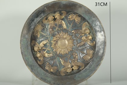 TANG DYNASTY PERSIAN SILVER GILDED PLATE