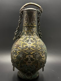 WARRING STATES PERIOD GOLD AND SILVER INLAID HANDLED BOTTLE