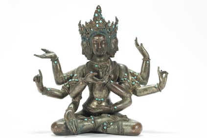 SILVER-GILDED BODHISATTVA FROM THE QING DYNASTY