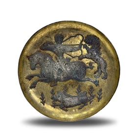 Tang Dynasty Silver-gilt plate with Persian hunting