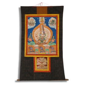 Qing Dynasty Thangka depicting White Umbrella Goddess