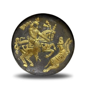 Tang Dynasty Silver-gilt plate with Persian hunting