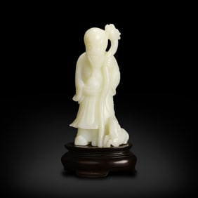 Qing Dynasty White jade carved God of Longevity ornament