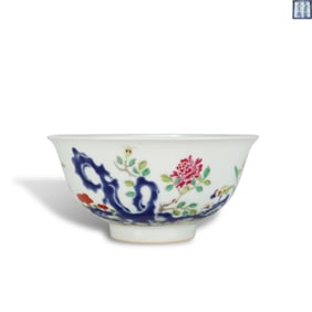 Qing Dynasty Yongzheng period Famille rose bowl with rock and flower