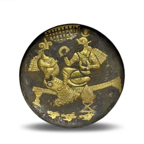 Tang Dynasty Silver-gilt plate with Persian hunting
