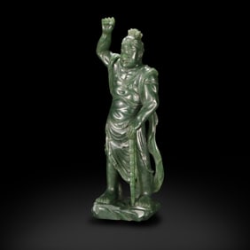 Ming Dynasty or earlier Hetian jasper warrior figure