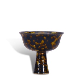 Song Dynasty Jizhou kiln stem bowl with tortoiseshell glaze