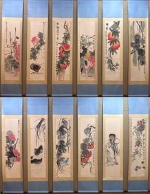 Qi Baishi: Twelve-Panel Screen Painting