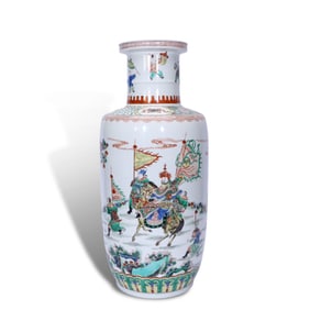 Qing Dynasty Kangxi period, Wucai mallet-shaped vase with figure story patterns