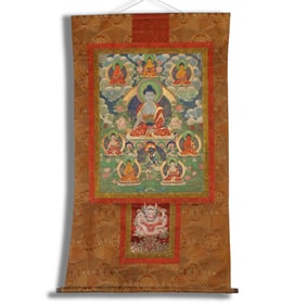 Qing Dynasty Thangka depicting Bhaisajyaguru