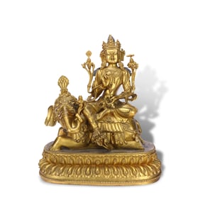 Qing Dynasty Gilt-bronze Samantabhadra Bodhisattva statue