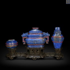 Qianlong period, Qing Dynasty Three-piece lapis lazuli set