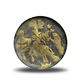 Tang Dynasty Silver-gilt plate with Persian hunting
