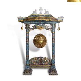 Qing Dynasty Qianlong period, Cloisonn?? incense burner inlaid with jade