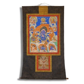 Qing Dynasty Thangka depicting Six-Armed Mahakala