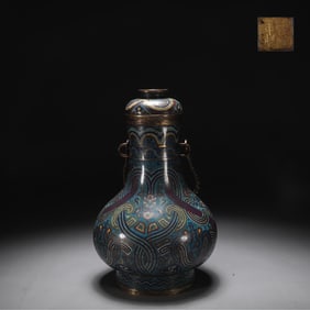 QING DYNASTY COPPER-BODIED CLOISONN? ENAMEL WINE VESSEL WITH HANDLE