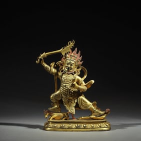 GILDED BRONZE TIBETAN VAJRA