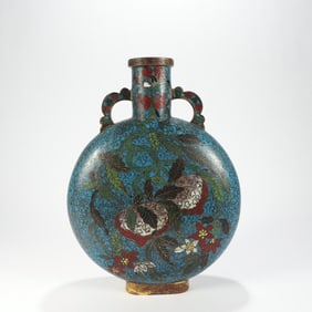 CLOISONN? POMEGRANATE PATTERN MOON FLASK