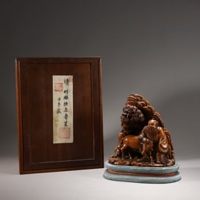 BAMBOO CARVING OF THE GOD OF LONGEVITY