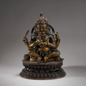 FOUR-ARMED MAHAKALA BRONZE STATUE