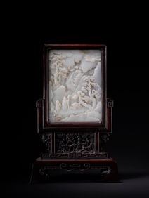 QING DYNASTY HETIAN JADE FIGURAL STORY SCREEN