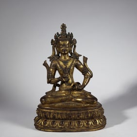 GILDED BRONZE GREEN TARA STATUE