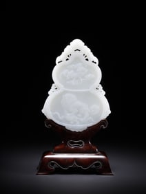 HETIAN JADE AUSPICIOUS GOURD INKSTONE SCREEN