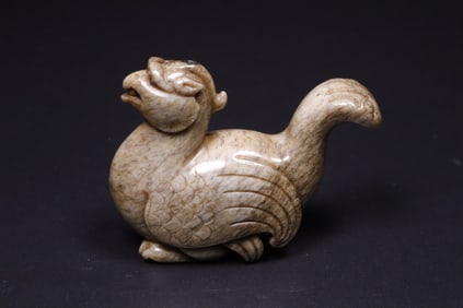HETIAN SEED JADE OLD OIL-EXTRACTING PHOENIX BIRD