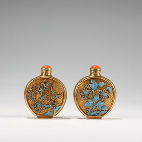SILVER-INLAID KINGFISHER SNUFF BOTTLE