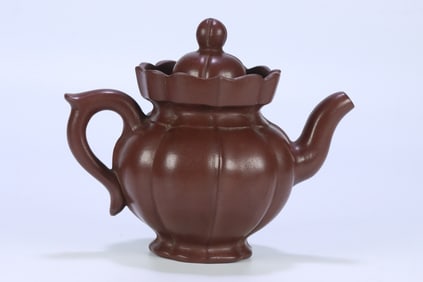 MONK'S CAP PURPLE CLAY TEAPOT WITH SHAO JINGNAN MARK.