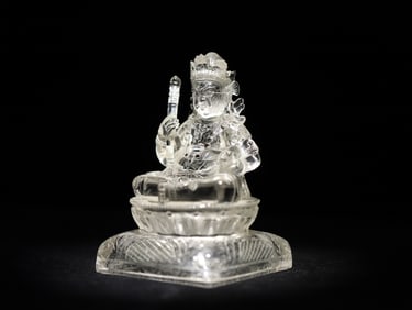 QING DYNASTY WHITE CRYSTAL YELLOW WEALTH GOD STATUE