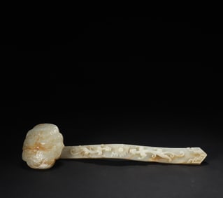 WHITE JADE DRAGON RUYI