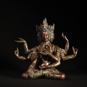 COPPER-INLAID TURQUOISE WHITE TARA